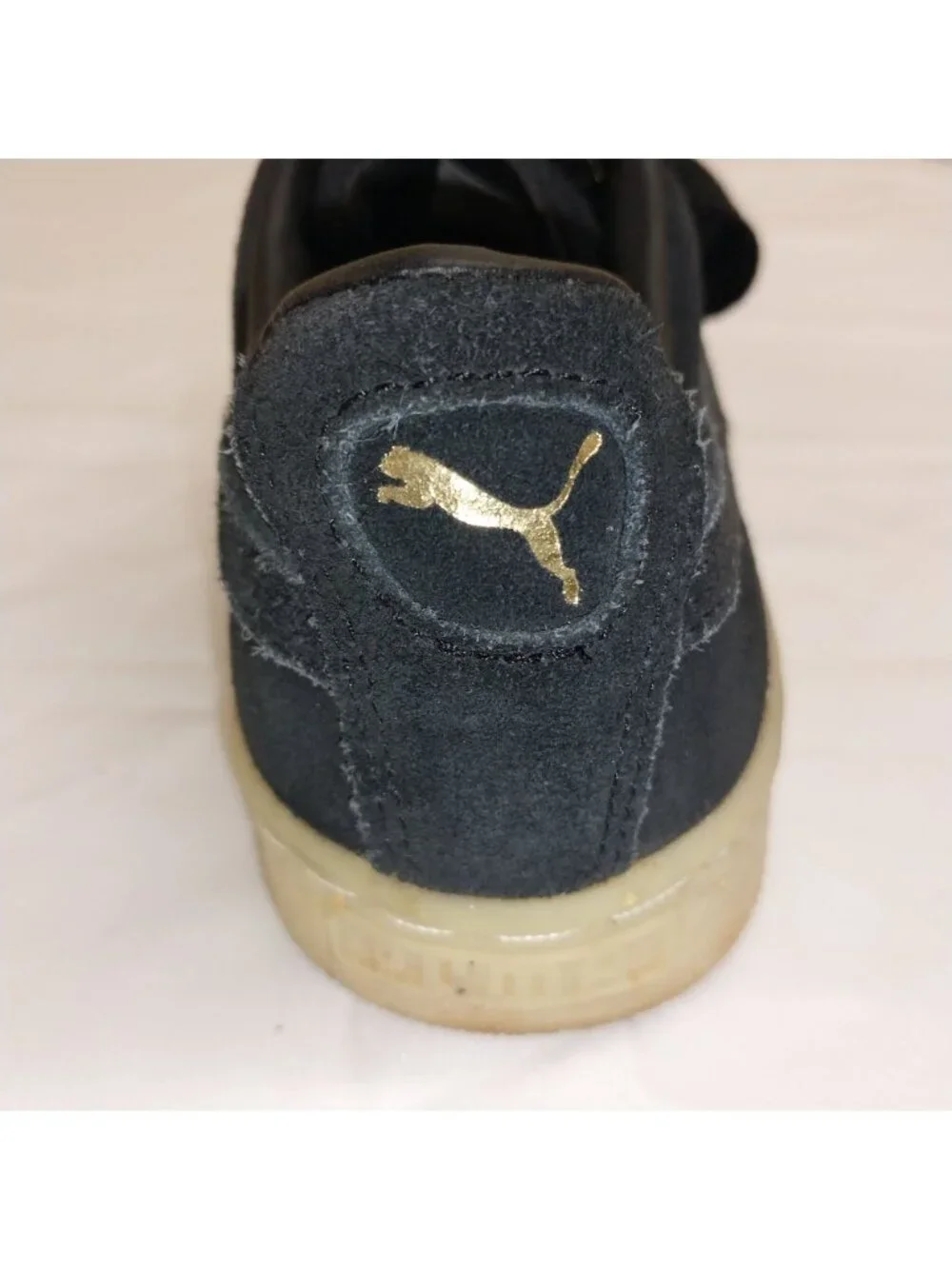 Puma Suede Womens Shoes Size 6 Black Gold Casual Sneakers